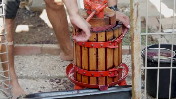 Традиционная ручная дробилка винограда. виноделие
 - Кадры, видео