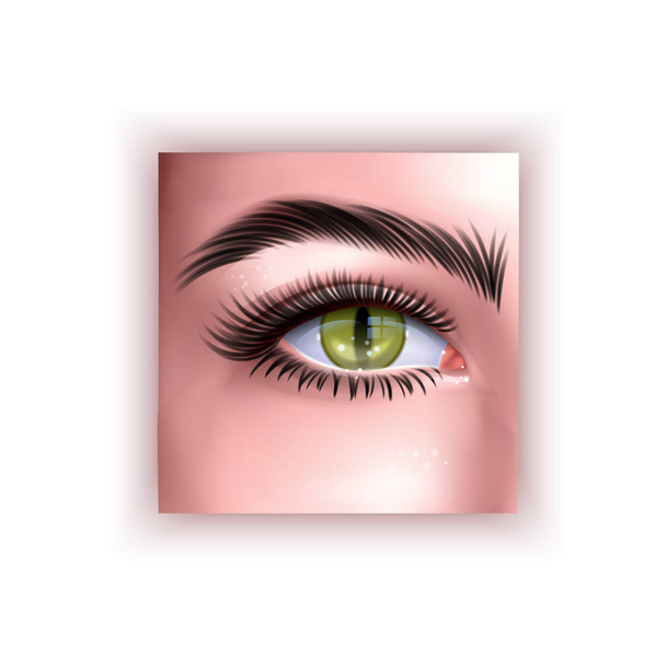 Human eye with yellow reptile pupil, vector illustration in realistic style - Vector, Image