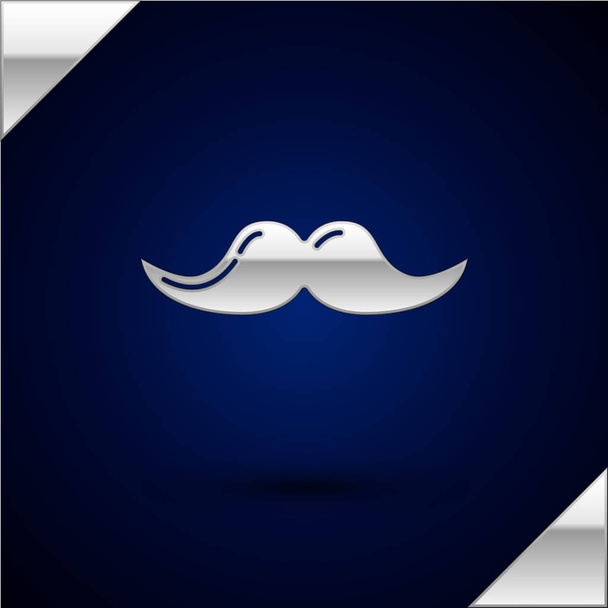 Silver Mustache icon isolated on dark blue background. Barbershop symbol. Facial hair style. Vector Illustration - Vector, Image