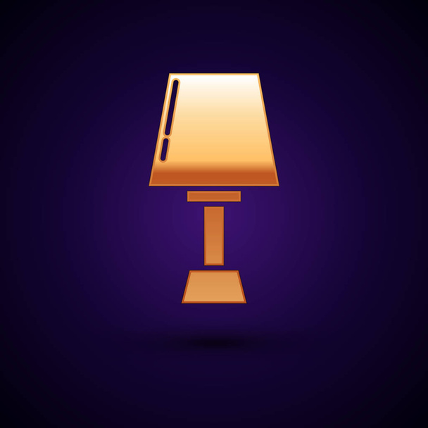 Gold Table lamp icon isolated on dark blue background. Vector Illustration - Vector, Image