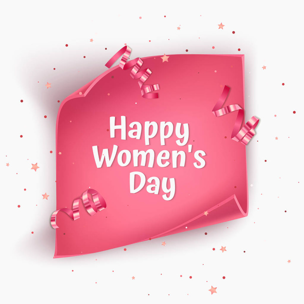Greeting card for Women's day with pink Twisted paper. For advertising, Invitation card with place for text, Vector EPS 10 format - Вектор,изображение