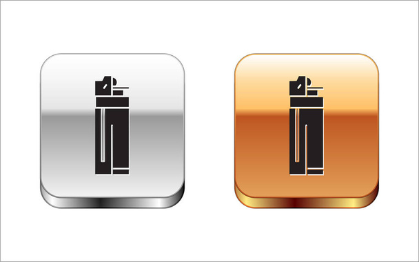 Icono Black Lighter aislado sobre fondo blanco. Botón cuadrado plata-oro. Ilustración vectorial
 - Vector, Imagen