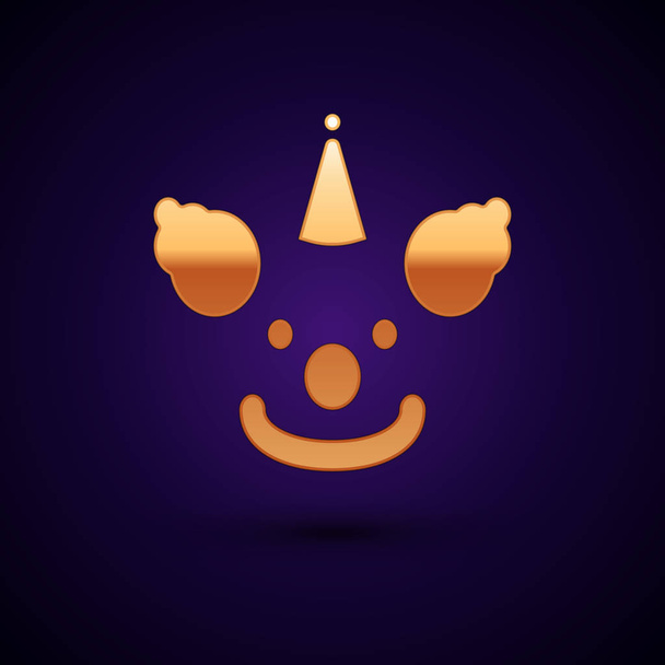 Gold Clown head icon isolated on dark blue background. Vector Illustration - Vettoriali, immagini
