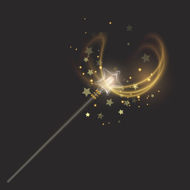 Волшебство на темном фоне, красивые световые эффекты с волшебной сверкающей текстурой
 - Вектор,изображение