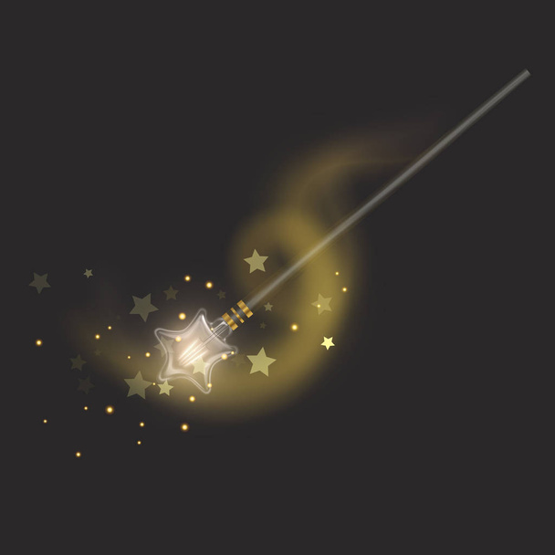 Varázspálca, a sötét háttér, gyönyörű fényhatások mágikus csillogás csillogó textúra - Vektor, kép