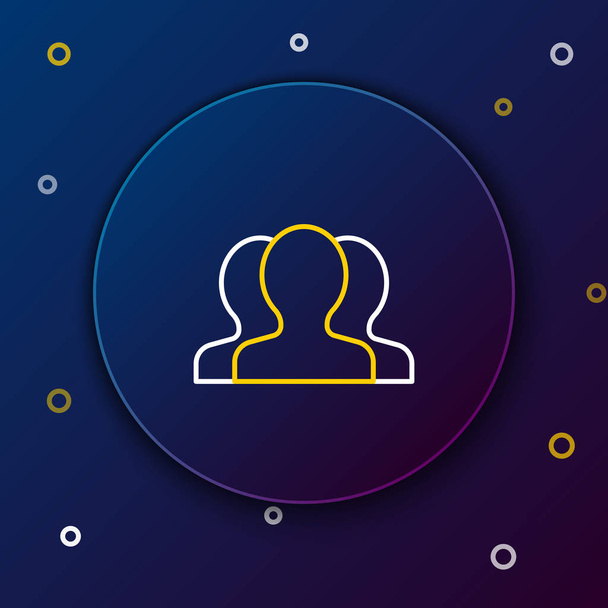 White and yellow line Users group icon on dark blue background. Group of people icon. Business avatar symbol - users profile icon. Colorful outline concept. Vector Illustration - Vector, Image
