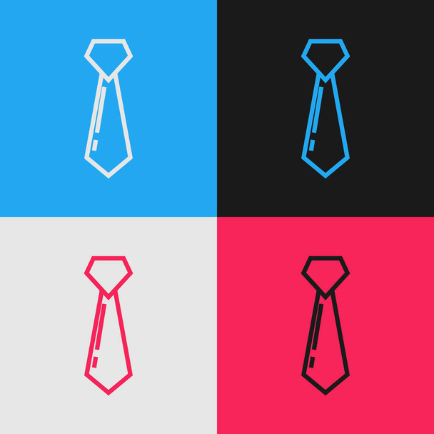 Farbe Linie Krawatte Symbol isoliert auf farbigem Hintergrund. Krawatte und Halstuch Symbol. Vintage-Stil Zeichnung. Vektorillustration - Vektor, Bild