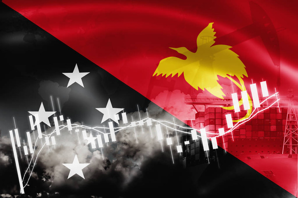Papua new guinea flag, stock market, exchange economy and Trade
, - Фото, изображение