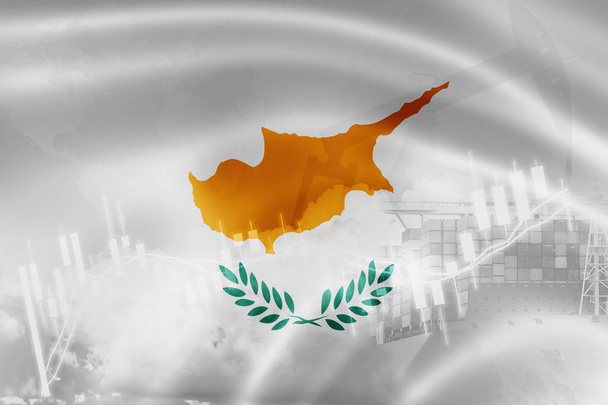 Kyperská vlajka, burzovní trh, devizové hospodářství a obchod, ropná nejhlavnějších - Fotografie, Obrázek