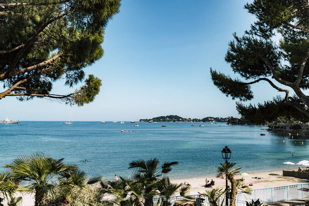 view of luxury resort and bay of Villefranche-sur-Mer, Cote d'Azur, french riviera - Photo, Image