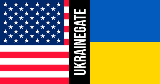 Ukrainegate illustration. Flags of United States and Ukraine. Po - Vector, Image