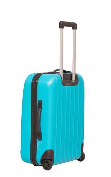 Modern bright suitcase on white background. - Foto, afbeelding