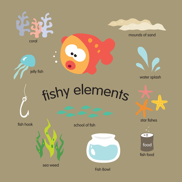 Fishy elementen instellen - Vector, afbeelding