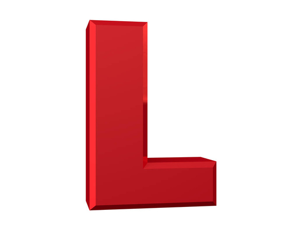 the red letter L on white background 3d rendering - Zdjęcie, obraz