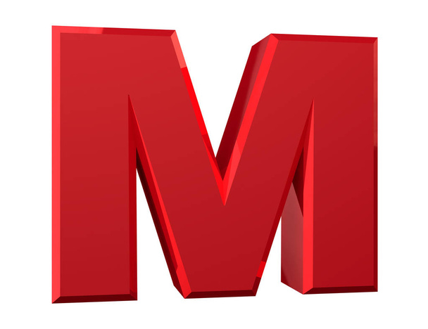 the red letter M on white background 3d rendering - Foto, afbeelding