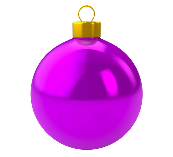Purple christmas ball on white background - Zdjęcie, obraz