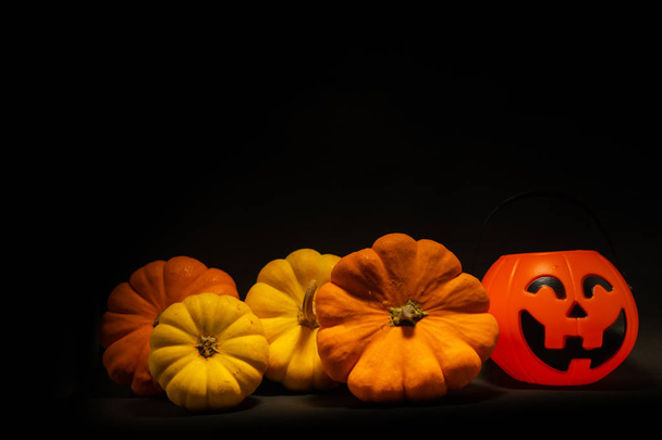 Halloween pumpkin on dark background with space for text - Foto, Imagem