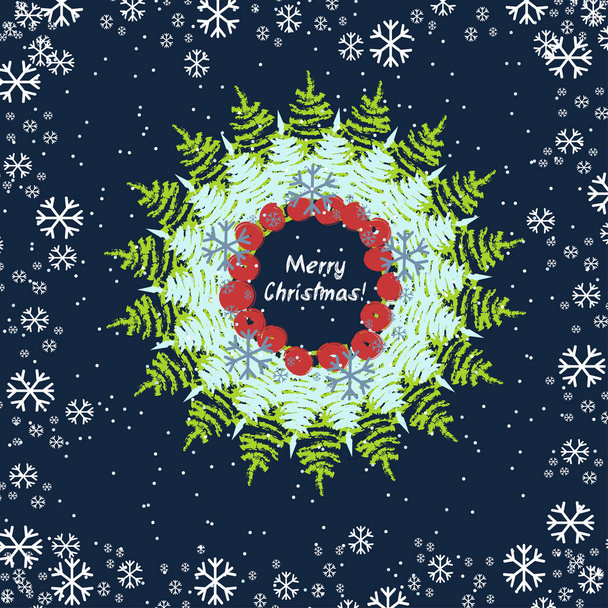 abstraktes weihnachtliches Runddesign. der Schneeflockenrahmen - Vektor, Bild
