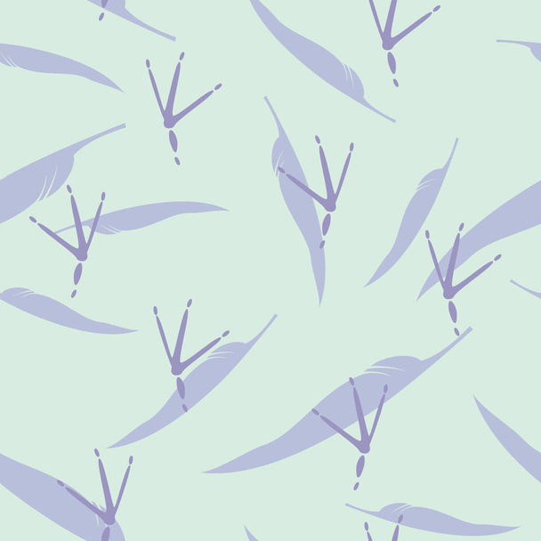 Pourpre Trace of Birds and Feathers, Seamless Vector Pattern. Couleur pastel arrière-plan
. - Vecteur, image