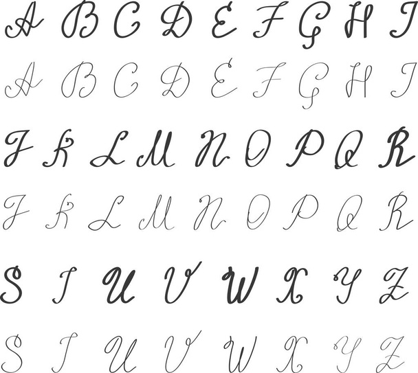 Alphabet auf Englisch. handgezeichnete Schrift. Buchstaben handgeschrieben in modernem Kalligrafie-Stil für Logodesign, Poster, Print - Vektor - Vektor, Bild