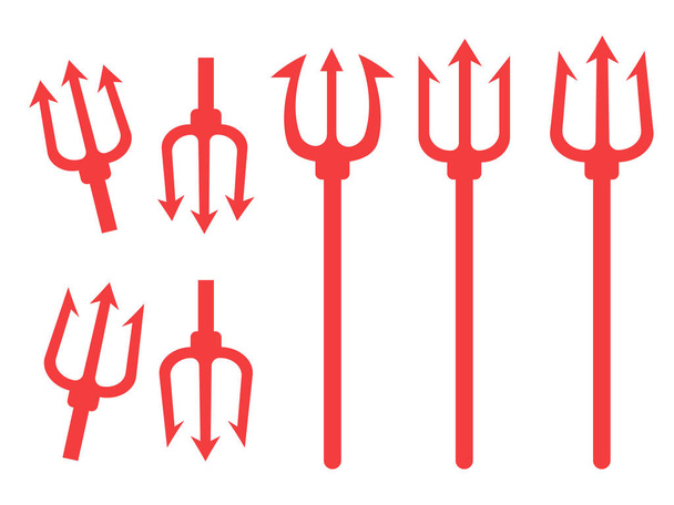 trident isolated. Trident devil flat. Neptune red vector trident - Vecteur, image