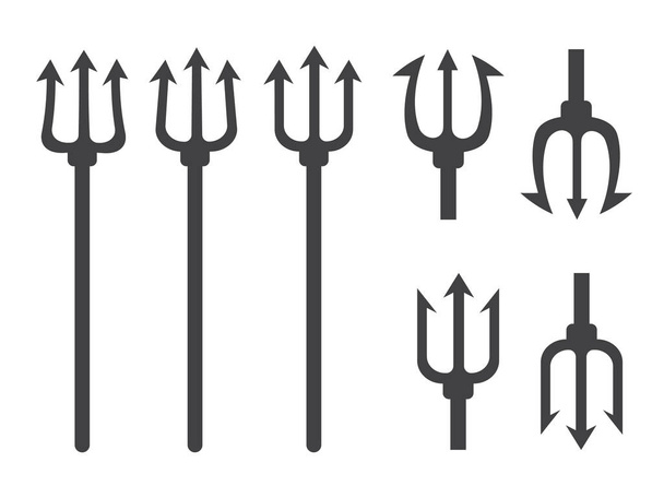 Tridents harpoons. Pitchfork devil set. Trident devil icon - Vector, Image