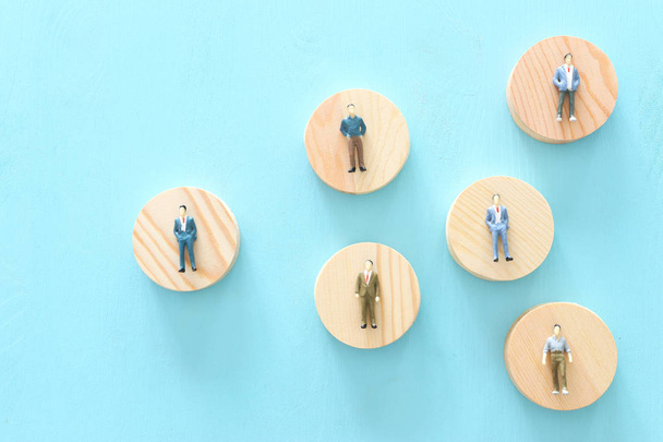 business concept image of people figures over wooden table, human resources and management concept - Fotografie, Obrázek