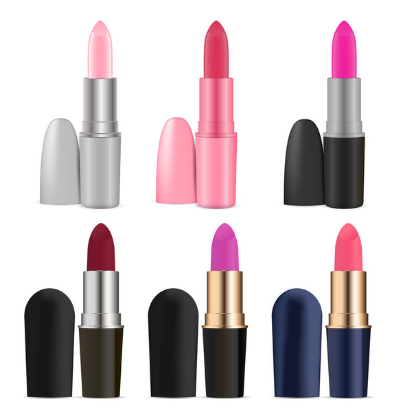 Cosmetica Lipstick set. Realistische vector mockup - Vector, afbeelding