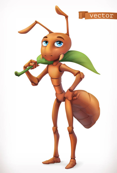 Personaje de dibujos animados Ant. Animal divertido, icono de vector 3d
 - Vector, imagen