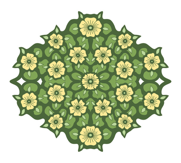 Pattern with yellow flowers and green leaves - Vector, Image