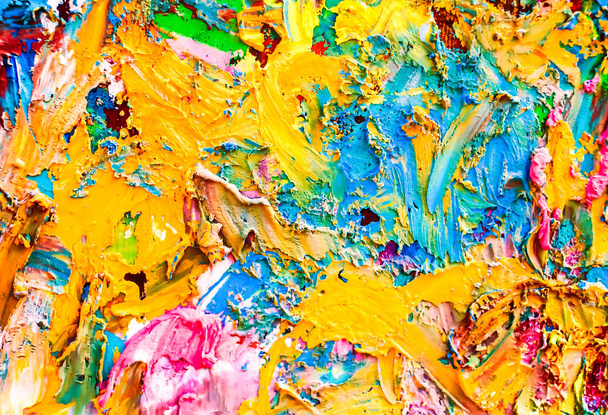 Textura grasienta trazos de pintura al óleo de diferentes colores
 - Foto, Imagen