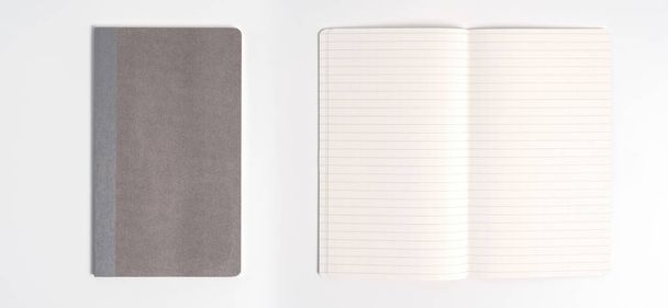 gray notebook isolated on white background.top view - Foto, imagen