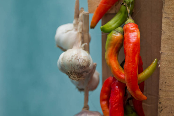 Red pepper and garlic. hot peppers - Photo, Image