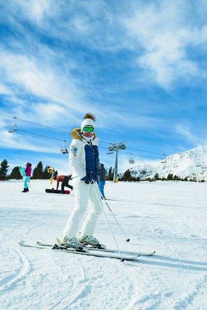  woman on skis during winter season. - Foto, Imagen