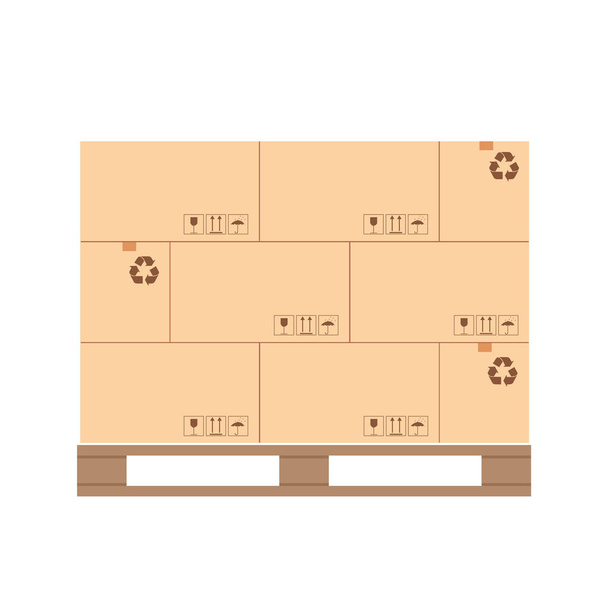 Pallet design with palletized product packaging boxes - Vector, Image