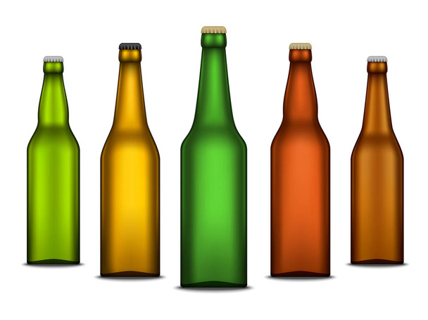 ベクトル現実的なビールブランクボトルのモックアップ - ベクター画像