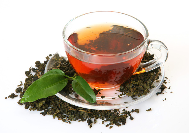 Tea and green leaf - Fotó, kép