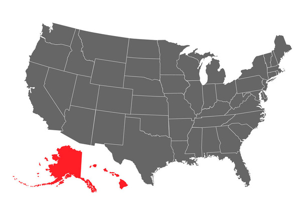 アラスカ州の地図、アメリカの州。田舎の固体シルエットマップ。単純なフラットベクトルイラスト - ベクター画像
