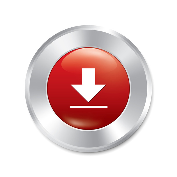 Download button. Red round sticker. - Foto, afbeelding