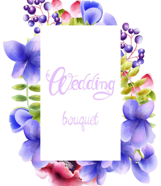 Watercolor wedding bouquet of orchid flowers - Vector, Image