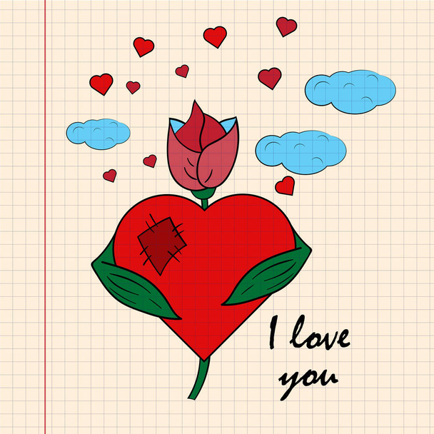 contorno colore bambini illustrazione piccolo fiore abbracci cuore wi
 - Vettoriali, immagini