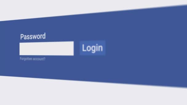 Пароль Facebook екран, Логін, пароль, забули пароль - Кадри, відео