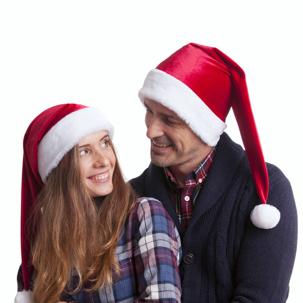 Couple in Santa hats - Φωτογραφία, εικόνα
