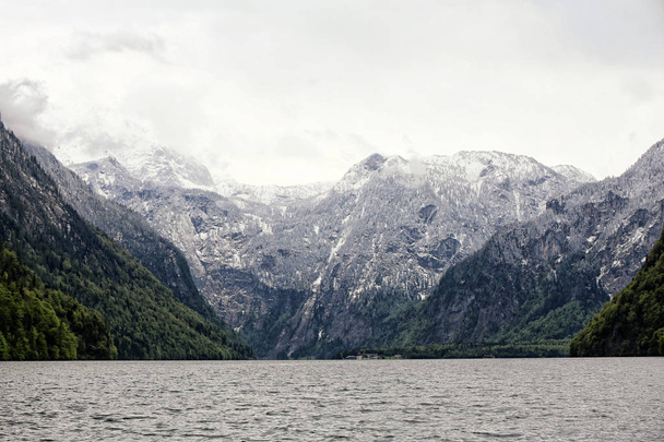 Koeningssee lake panorama with Alpine scenery - Fotoğraf, Görsel