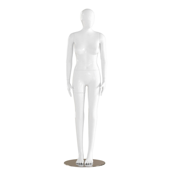 White female mannequin stands in a straight stance on an isolated white background. 3D rendering - Photo, Image