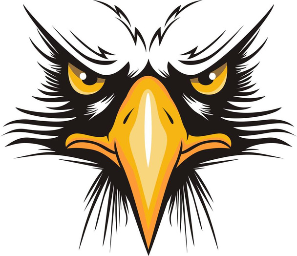 Adlerkopf-Logo für T-Shirt, Falken-Maskottchen Sport tragen Typografie-Emblem Grafik, Sportbekleidungsstempel - Vektor, Bild