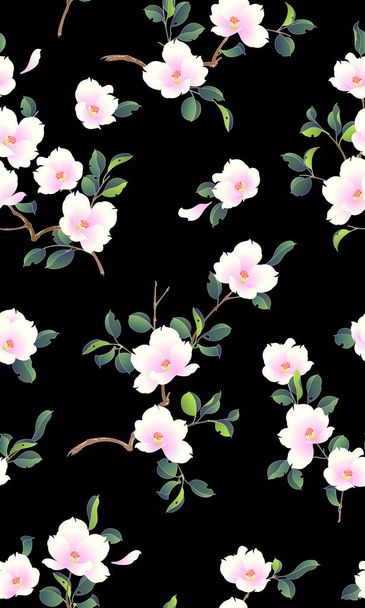 Pattern of the camellia which is beautiful with Japanese style, - Вектор,изображение