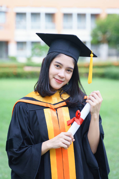Young Asian woman university graduates celebrate with joyouse an - Photo, Image