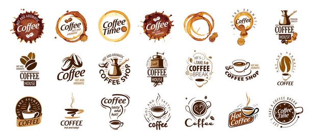 Kávé logók. Vektor illusztráció fehér háttér - Vektor, kép