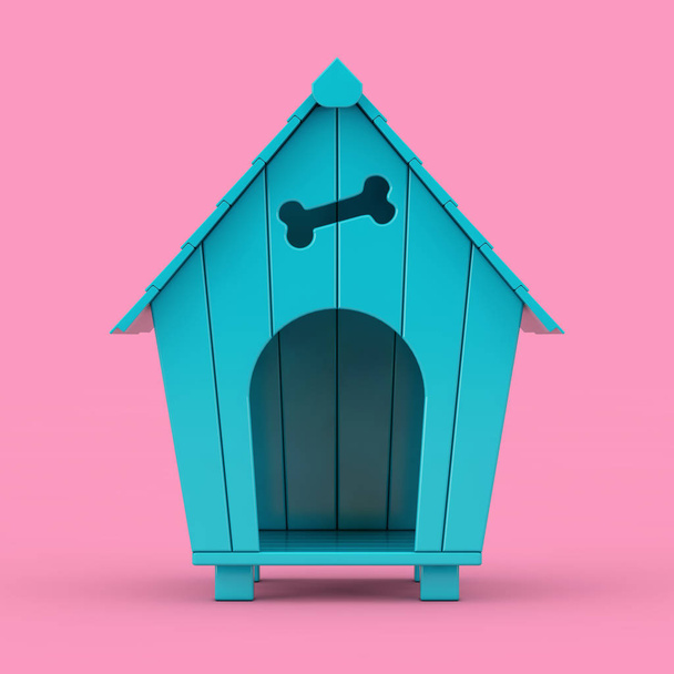 Modrý kreslený psí dům mockup Duoton. prostorové vykreslování - Fotografie, Obrázek